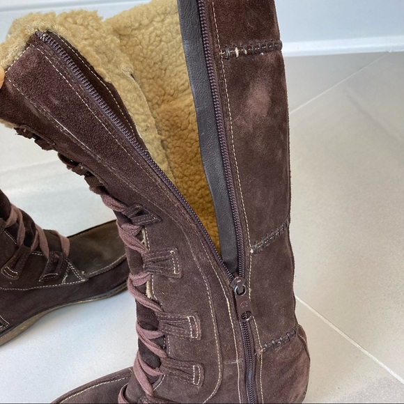 Timberland Women's Dark Brown Suede Lather Sherpa Lined Knee High Boots 6.5 - Picture 10 of 16